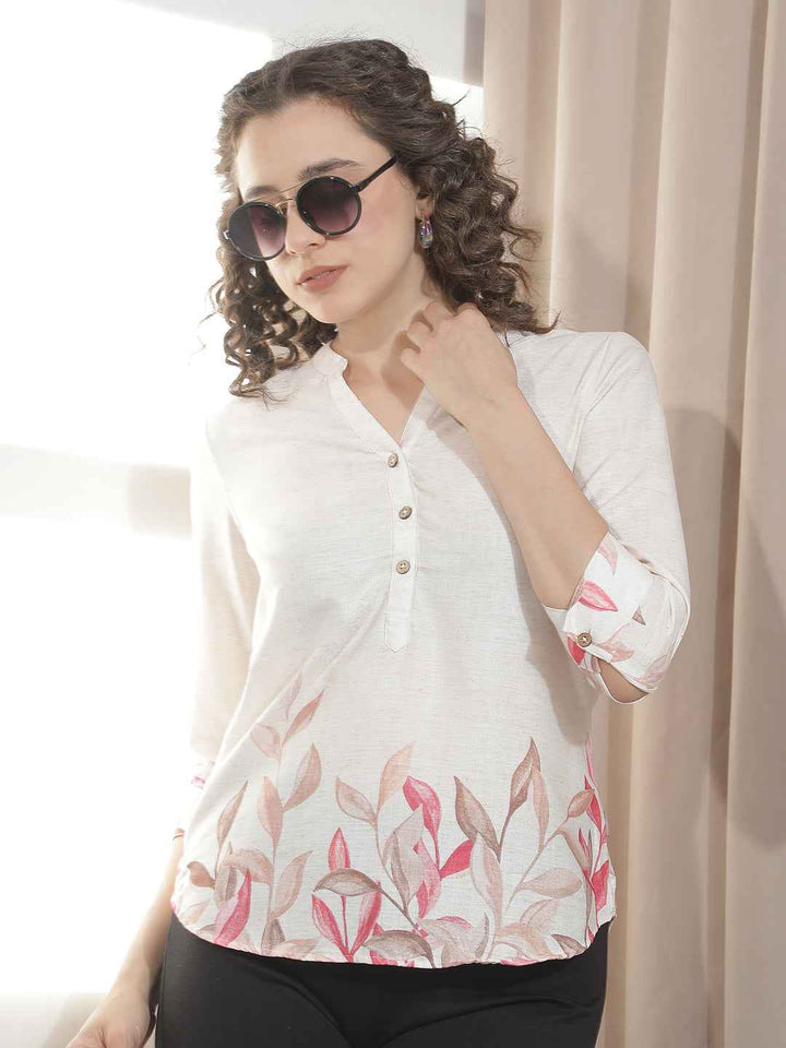 Radiant Red Impressionist Floral Top