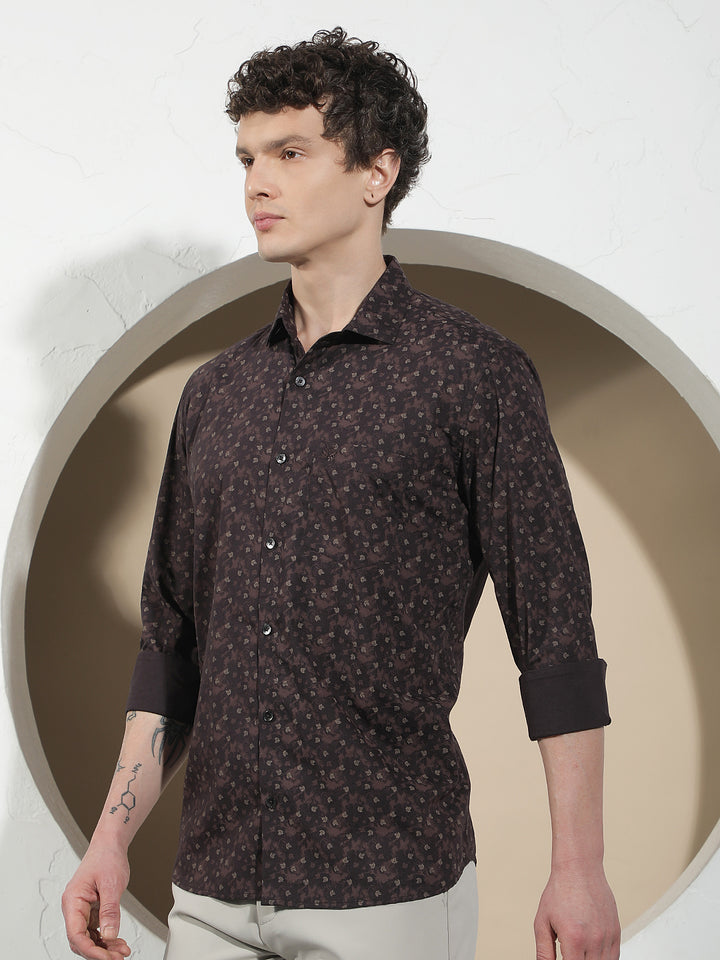 Essential Cocoa Brown Printed Shirt