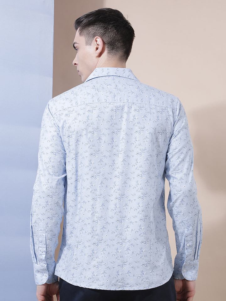 Blue Floral Print Shirt