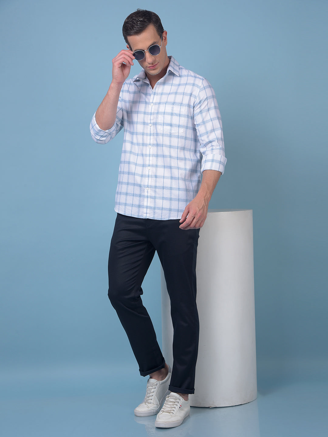 Blue Checked 100% Cotton Shirt