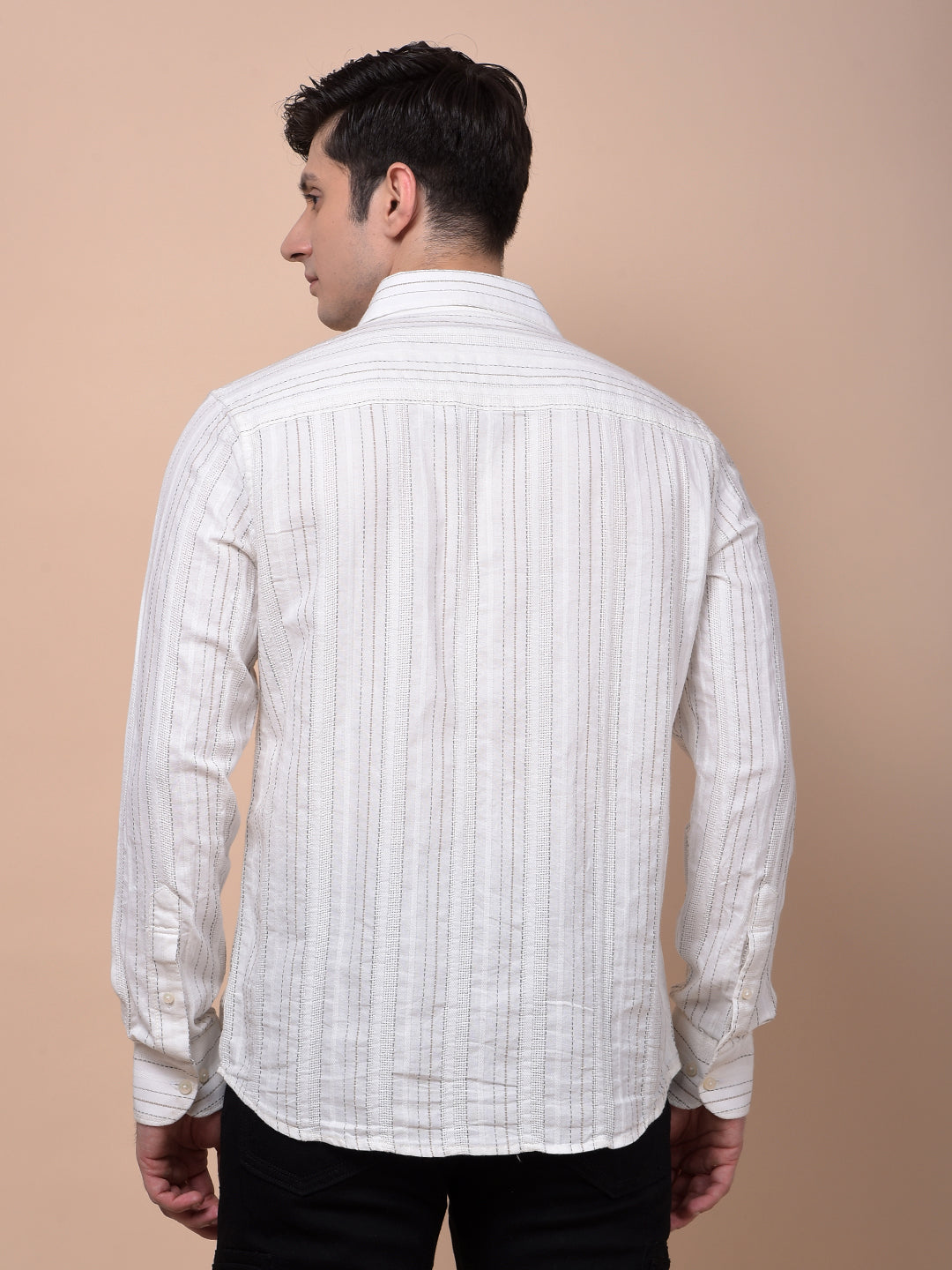 White Vertical Stripes 100% Cotton Shirt