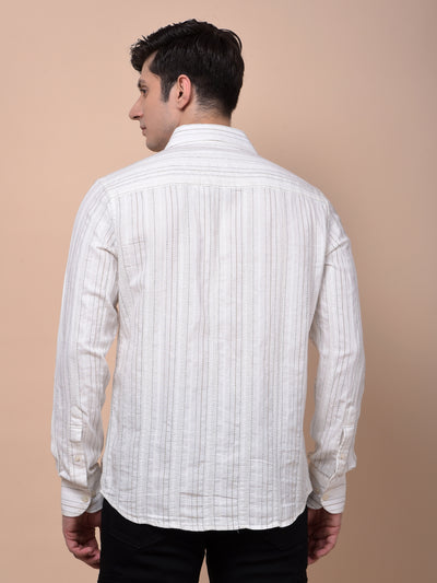 White Vertical Stripes 100% Cotton Shirt