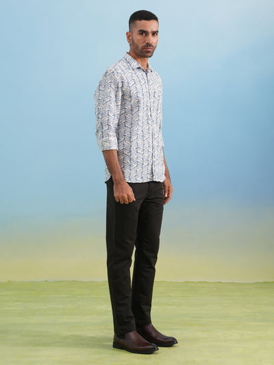 Blue Casual Printed Shirt