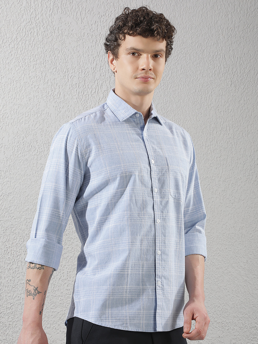 Sky Blue Checked Shirt