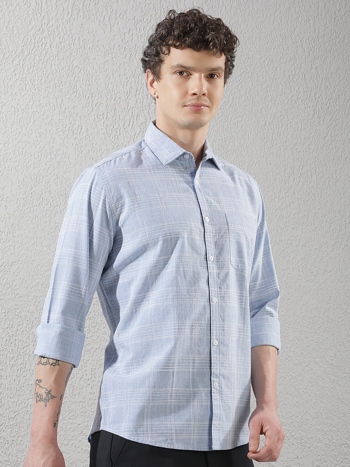 Sky Blue Checked Shirt