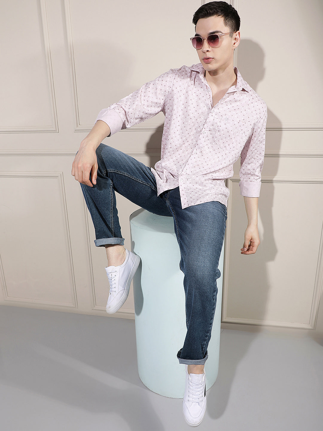 Sleek Blush Pink Printed Shirt