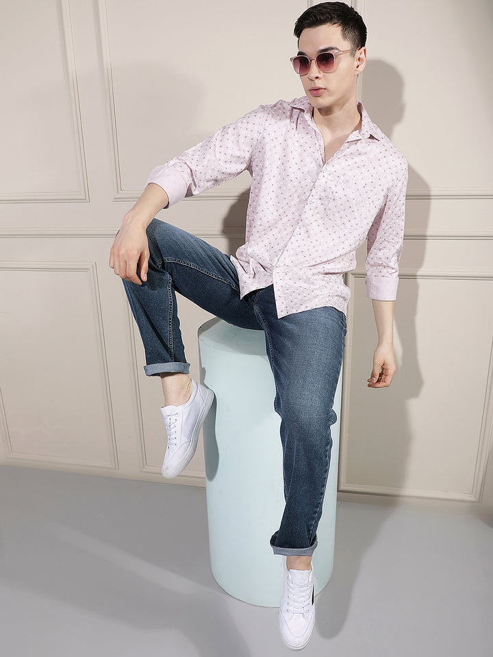Sleek Blush Pink Printed Shirt
