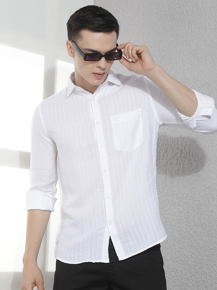 White Vertical Striped Shirt