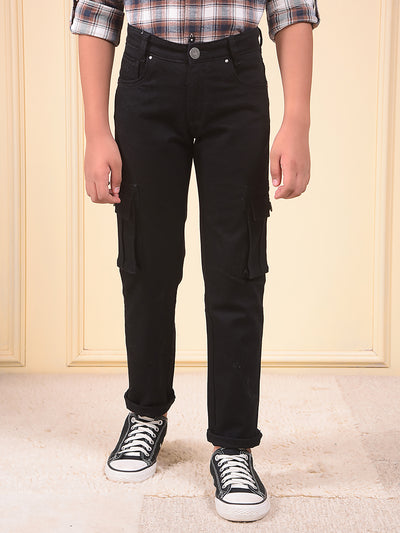 Black Straight Cargo Jeans