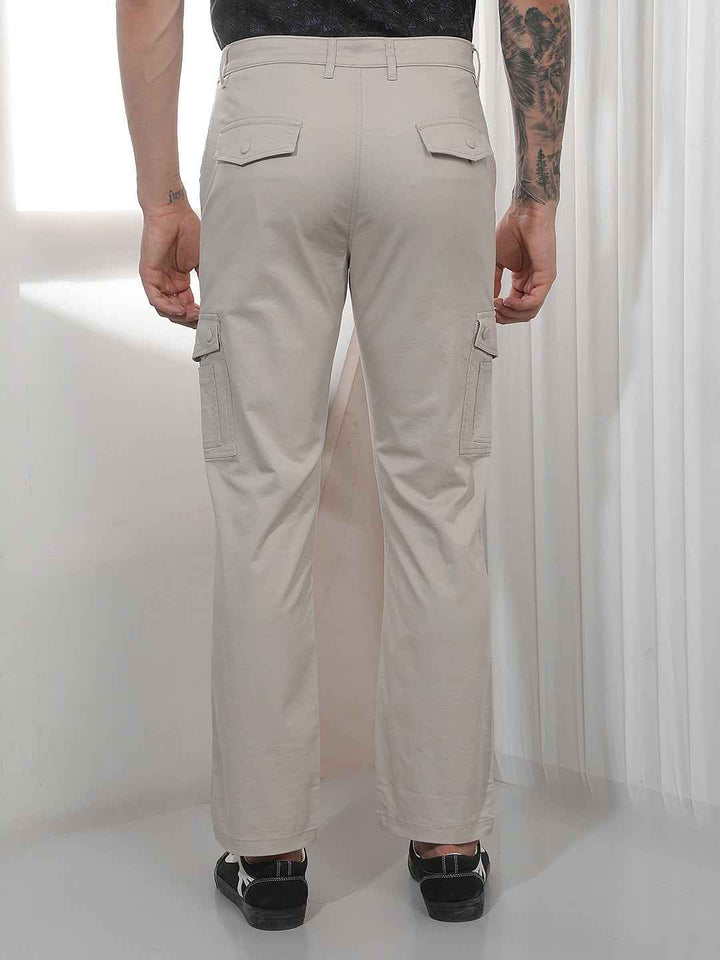 Comfortable Cream Casual Cargo Trousers