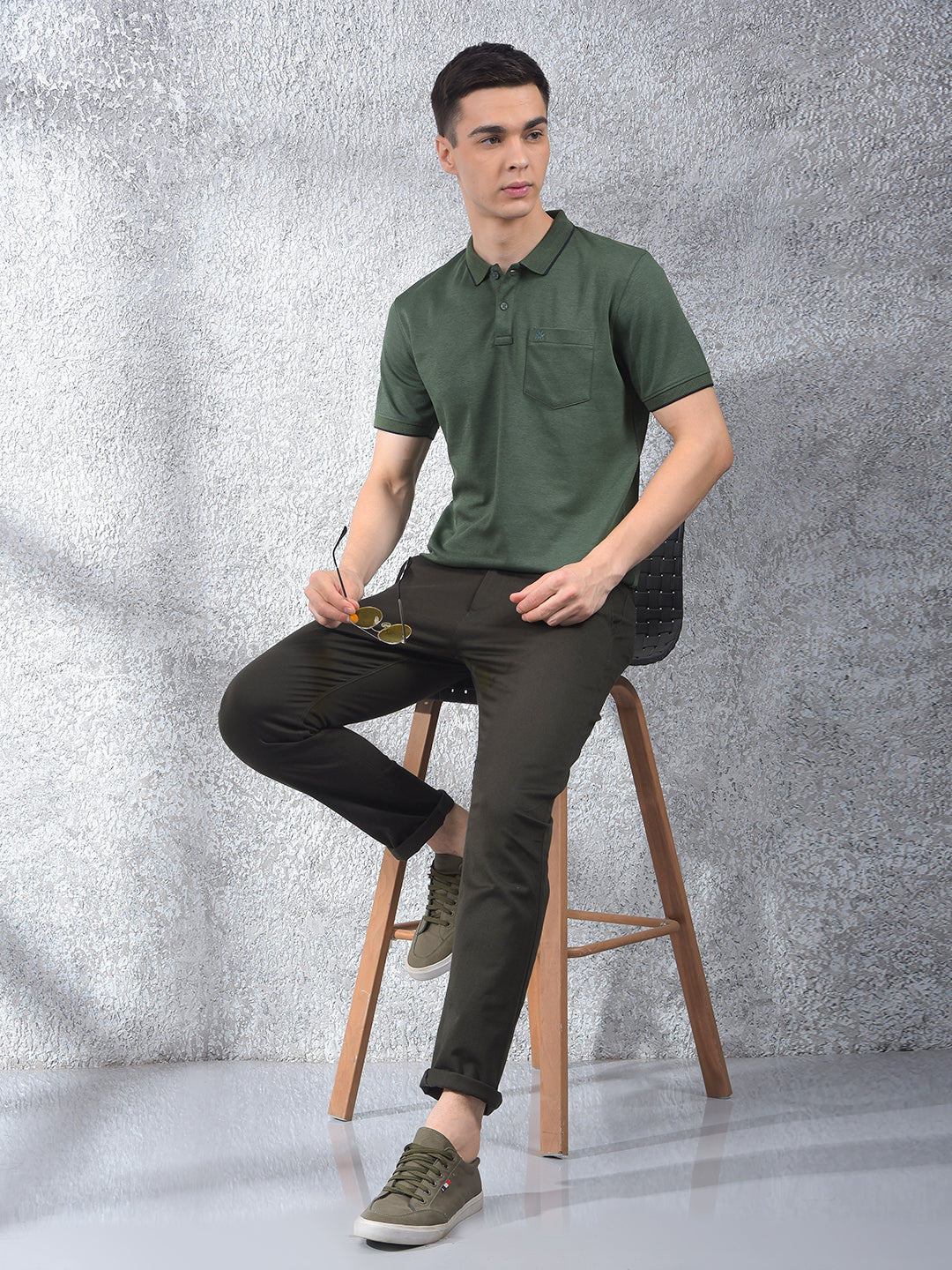 Green Polo Neck T-Shirt-Men T-Shirts-Crimsoune Club