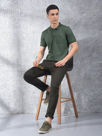 Green Polo Neck T-Shirt-Men T-Shirts-Crimsoune Club