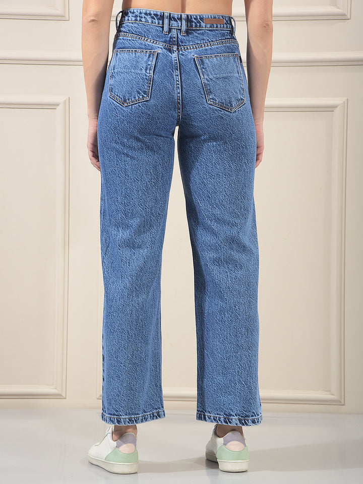 Blue 100% cotton Wide Leg Jeans