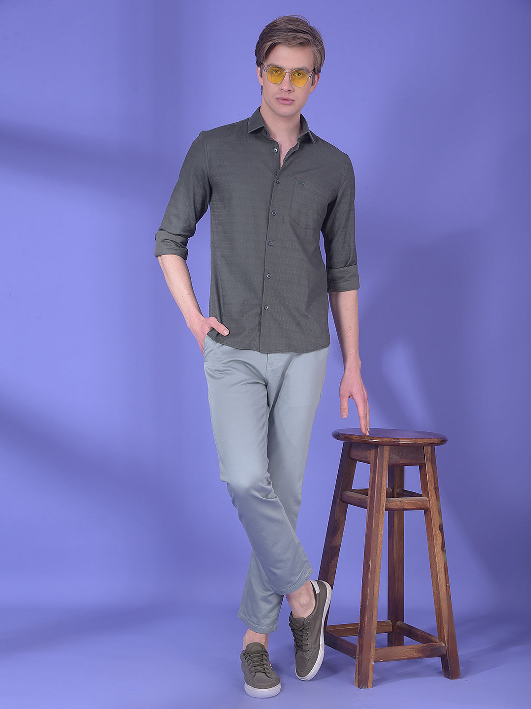 Quest Moss Olive Textured Shirt