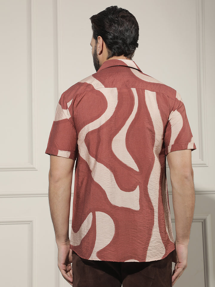 Brown Abstract Printed Shirt