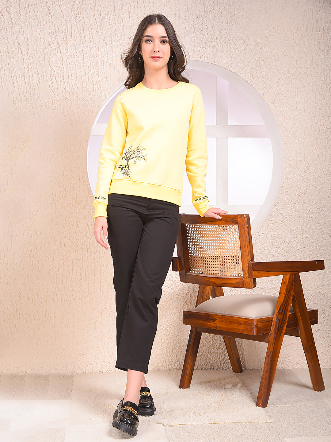 Yellow Graphic Print Sweatshirt