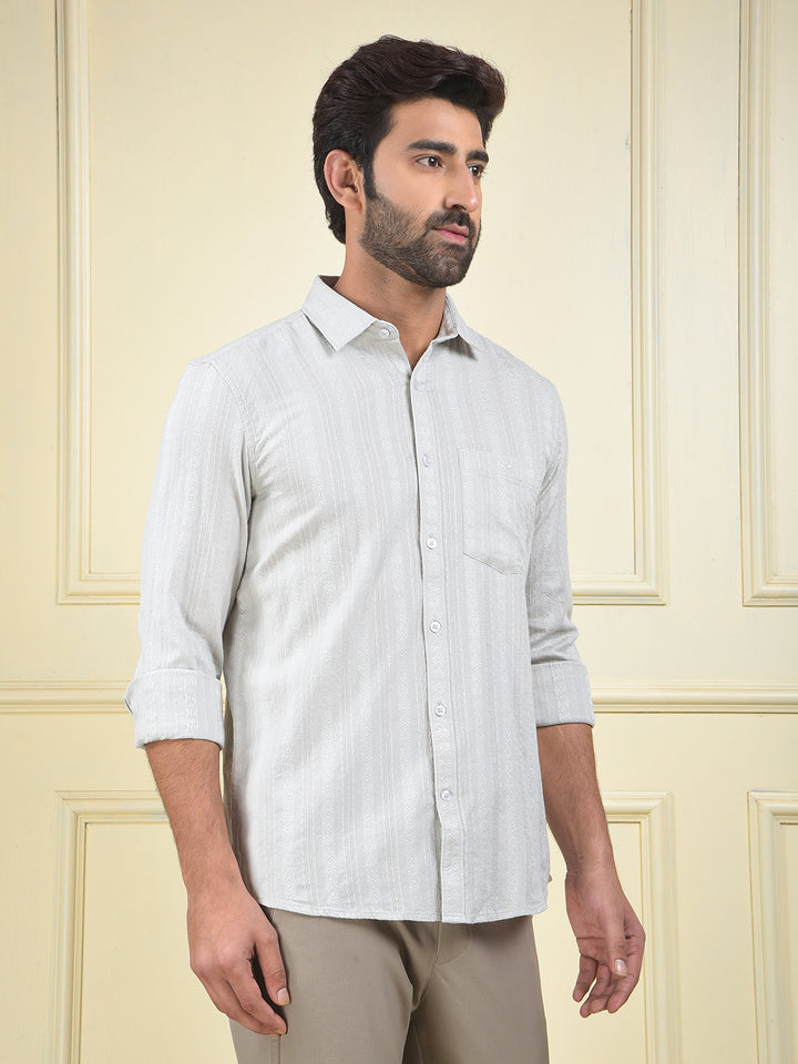 Grey Vertical Stripes 100% Cotton Shirt