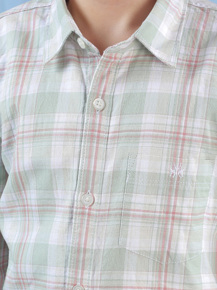 Green 100% Cotton Checked Shirt