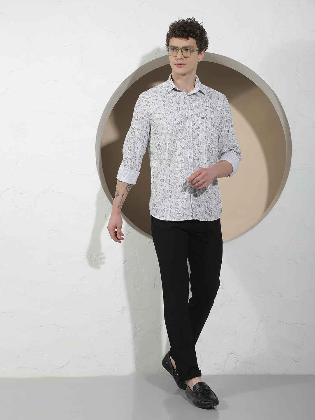 Olive Abstract Print Shirt