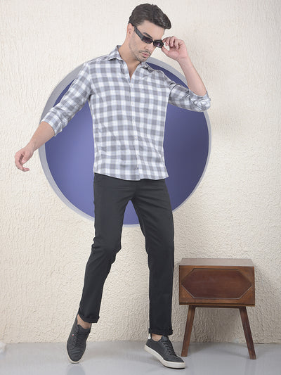 Checked 100% Cotton Grey Shirt