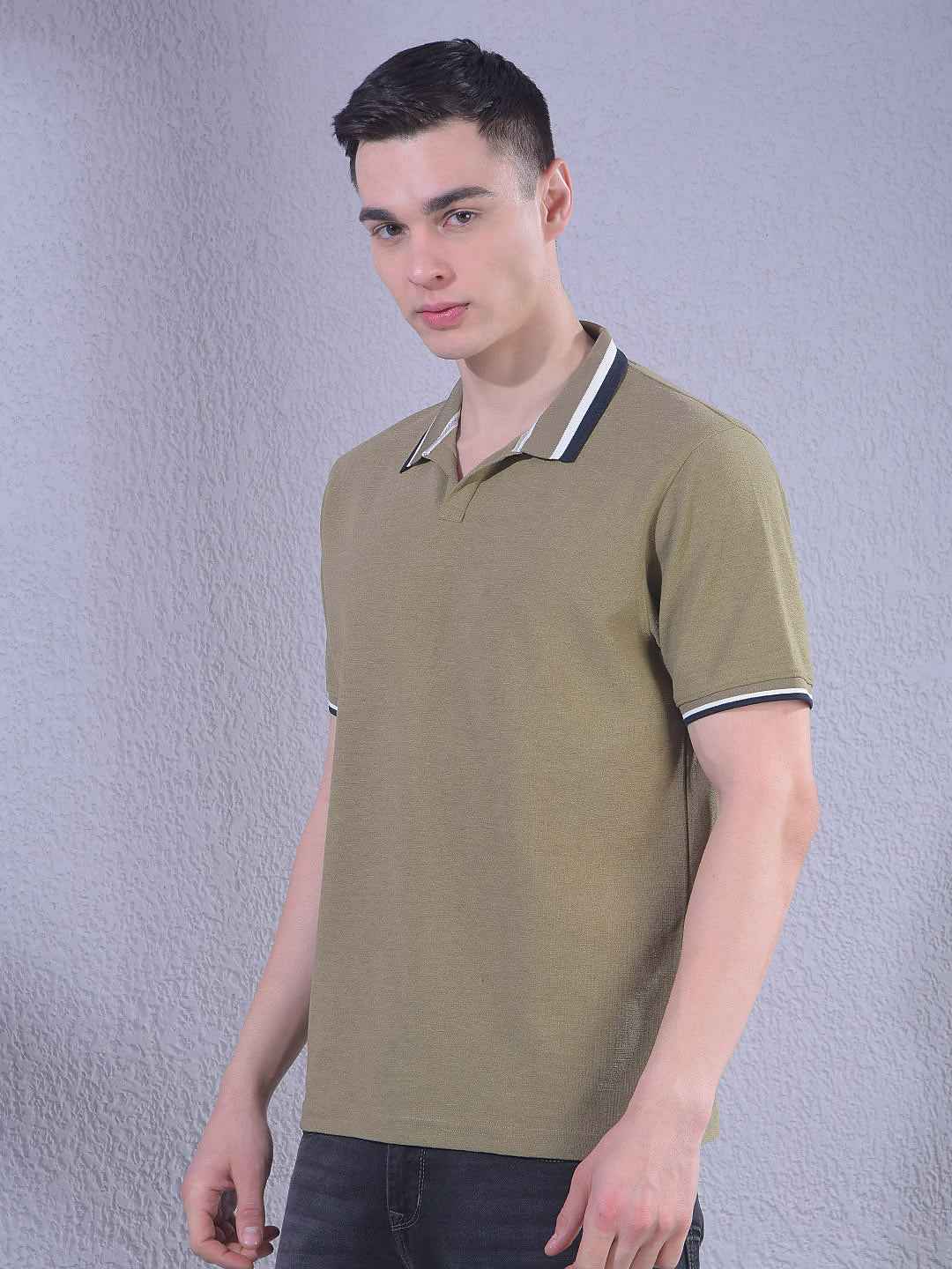 Olive Polo Neck T-Shirt