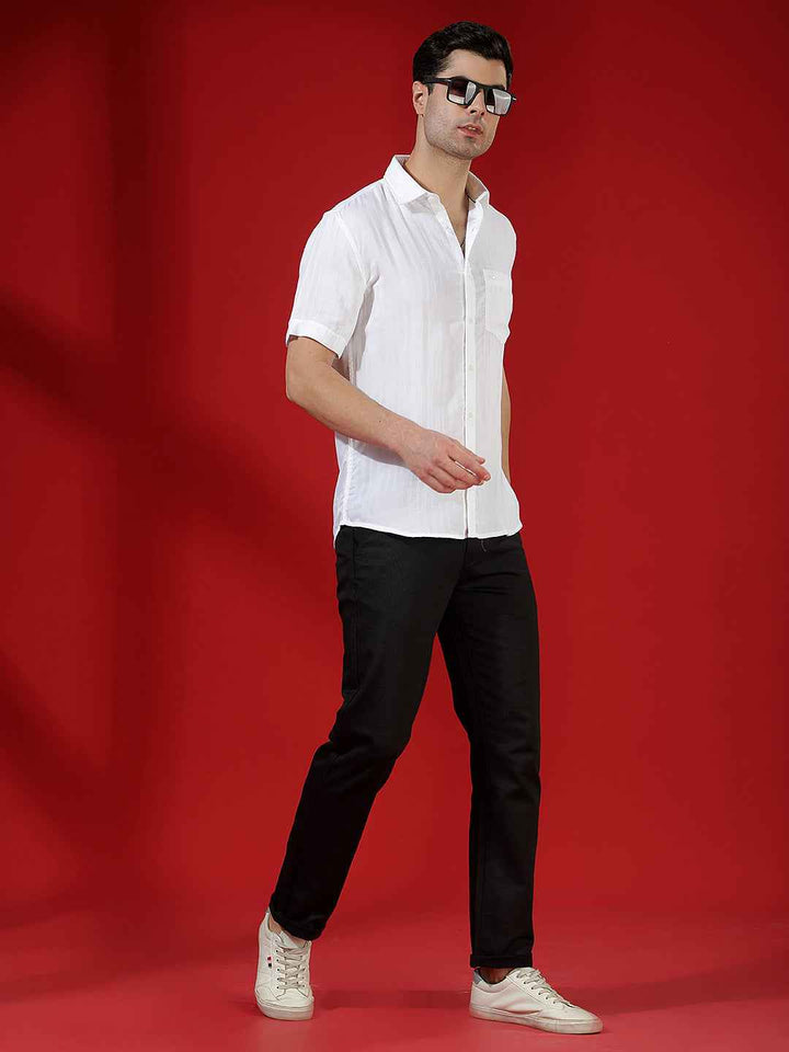 White Sleek Texture Shirt