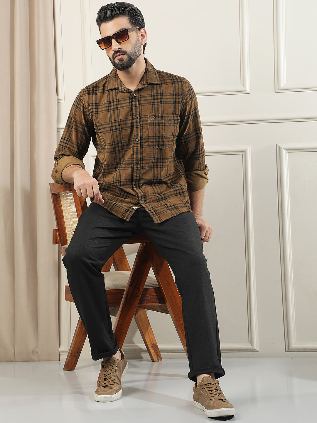 Black Textured Knitted Trousers