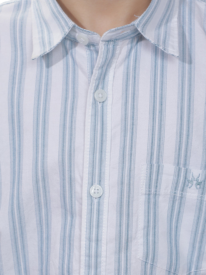 Sky Blue Vertical Stripes 100% Cotton Shirt