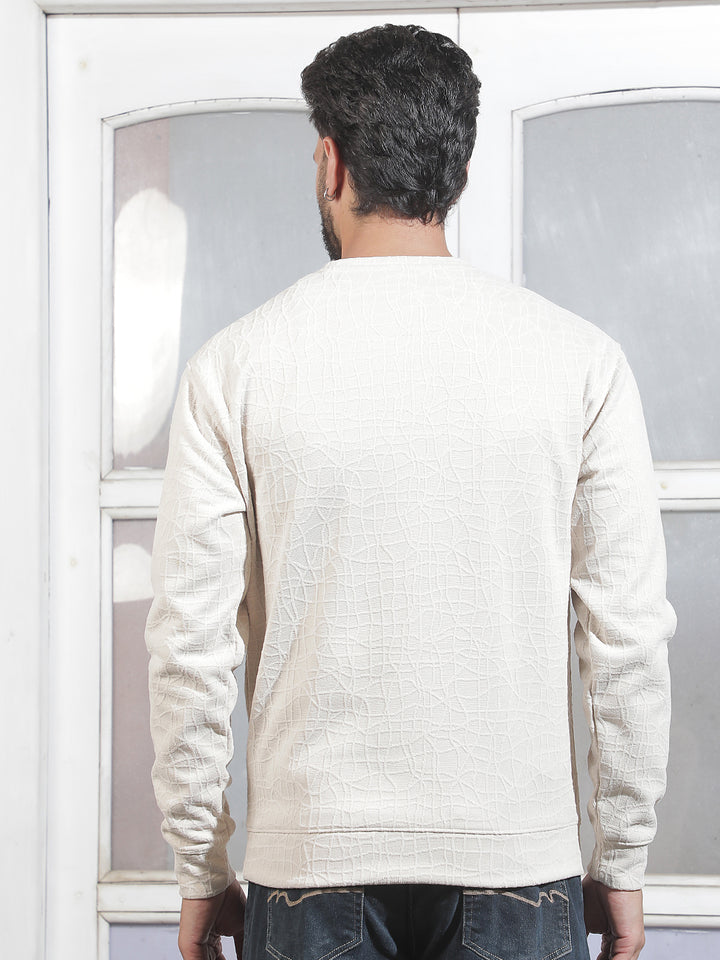 Classic Sand Beige Jacquard Sweatshirt