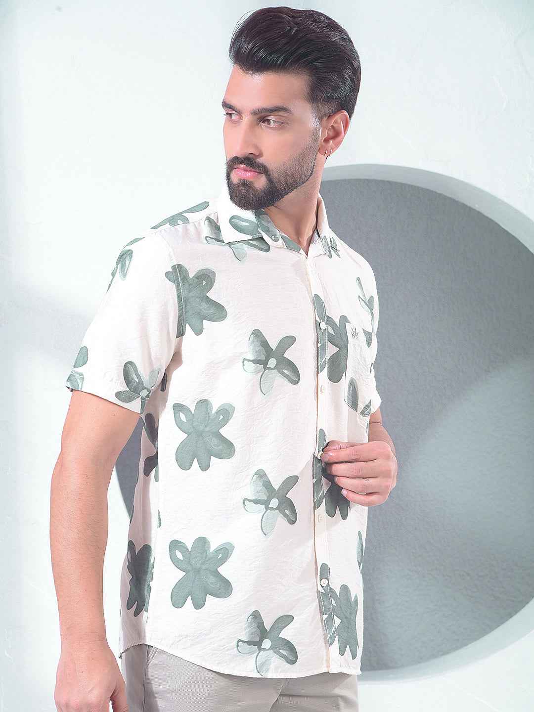 Green Floral Print Shirt