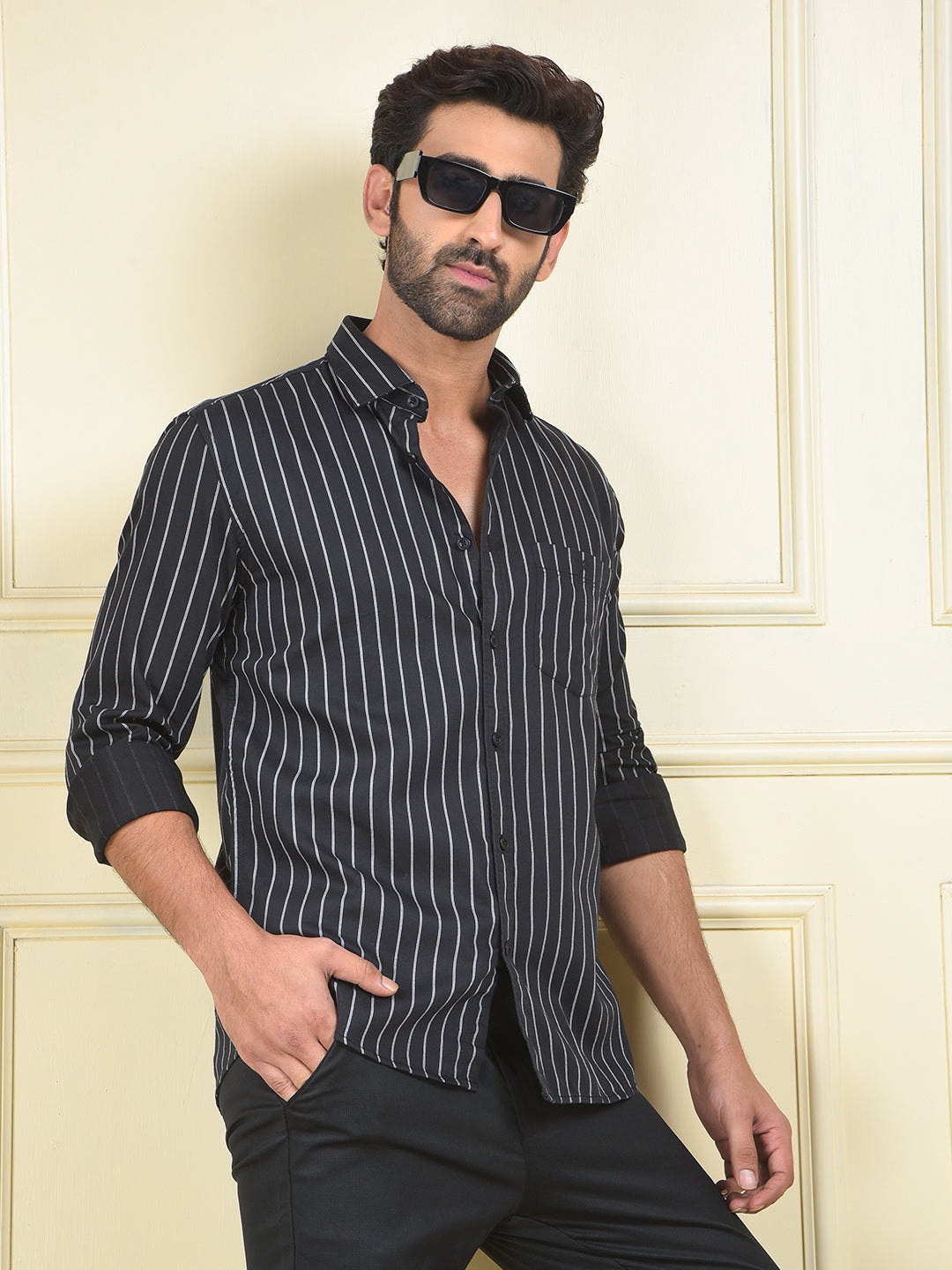 Black Vertical Stripes Shirt
