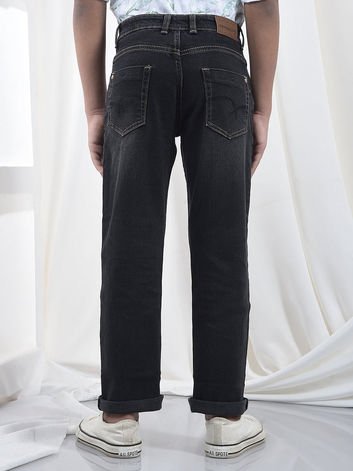 Black Dark Wash Baggy Jeans