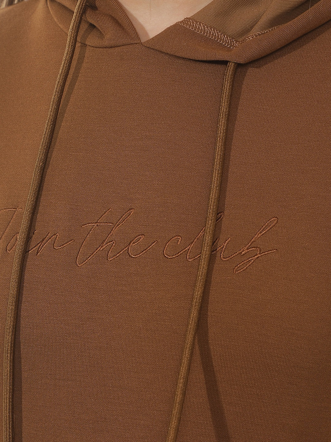 Brown Typographic Print Hooded Sweatshirt