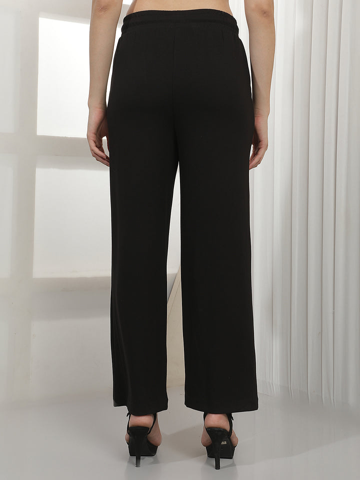Structured Onyx Black Casual Trousers