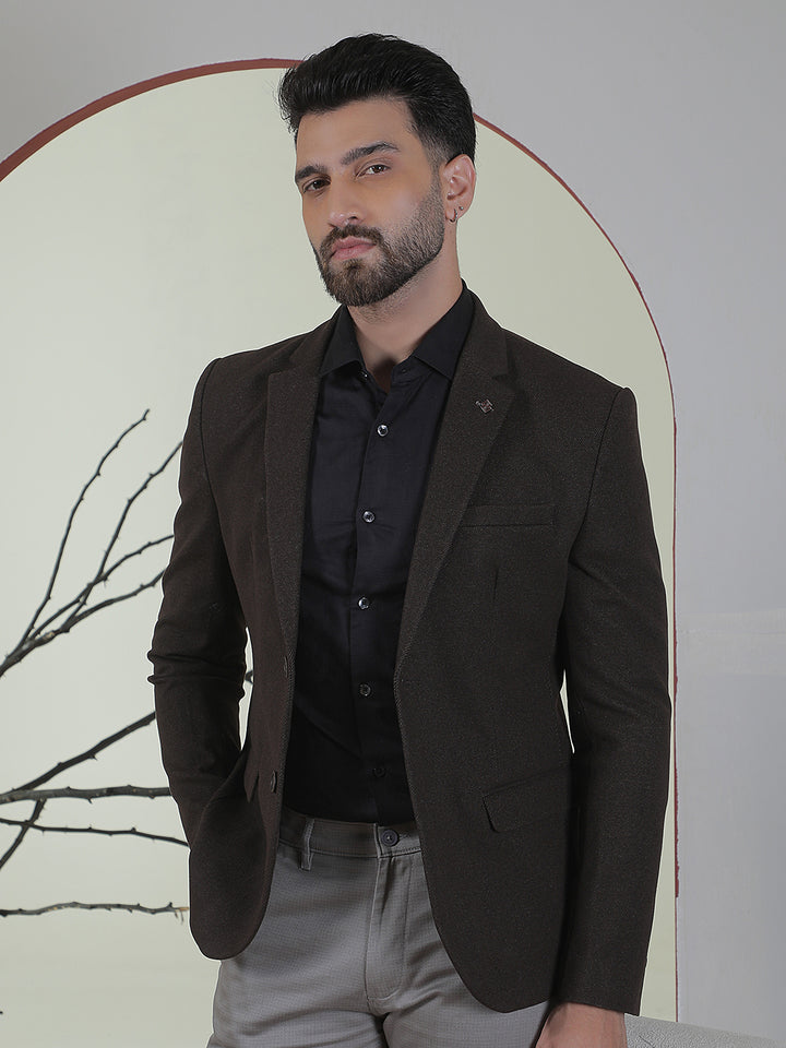 Brown Single Breasted Notch Lapel Blazer