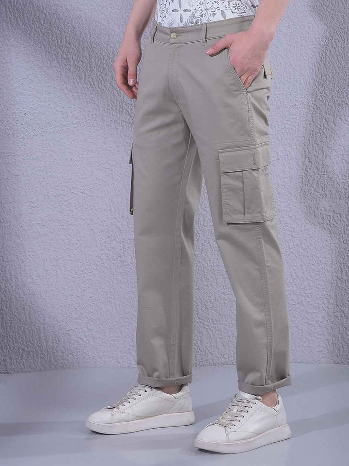 Grey Straight Cargo Trousers