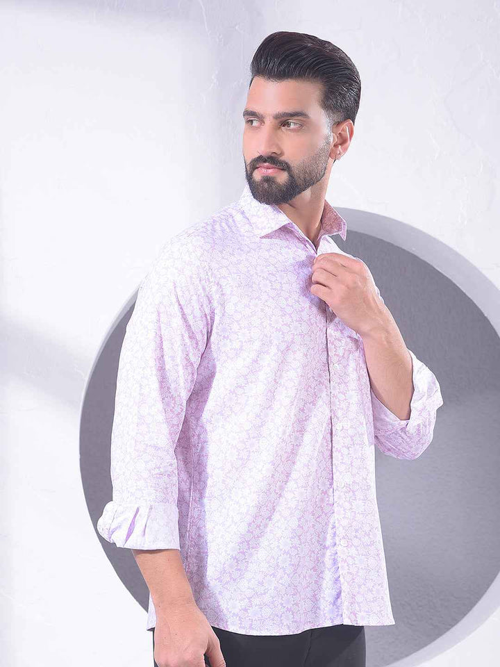 Pink Floral Print Modal Shirt