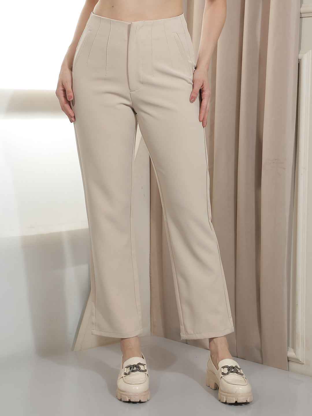 Sophisticated Beige Classic Trousers
