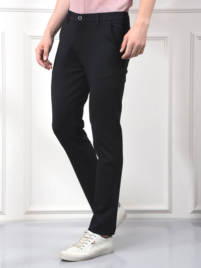 Navy Blue Printed Knitted Trousers