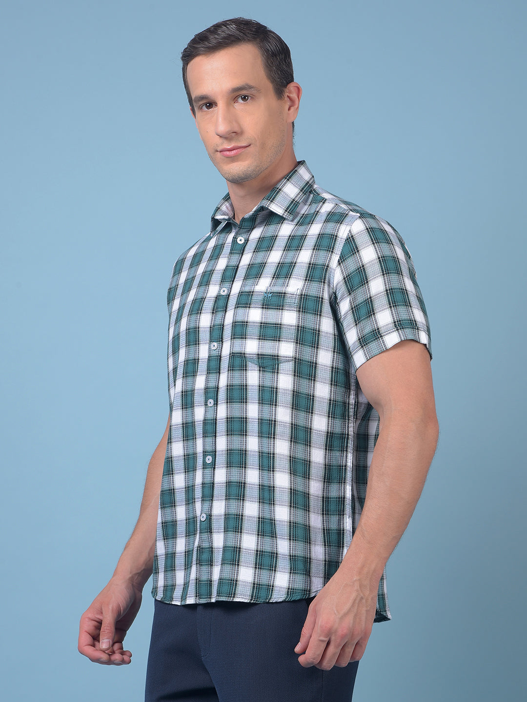 Green Checked 100% Cotton Shirt
