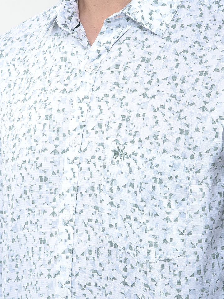 White Printed 100% Cotton Shirt