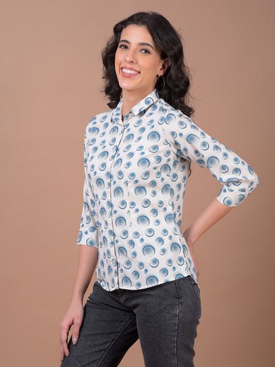 Blue Printed Linen Shirt