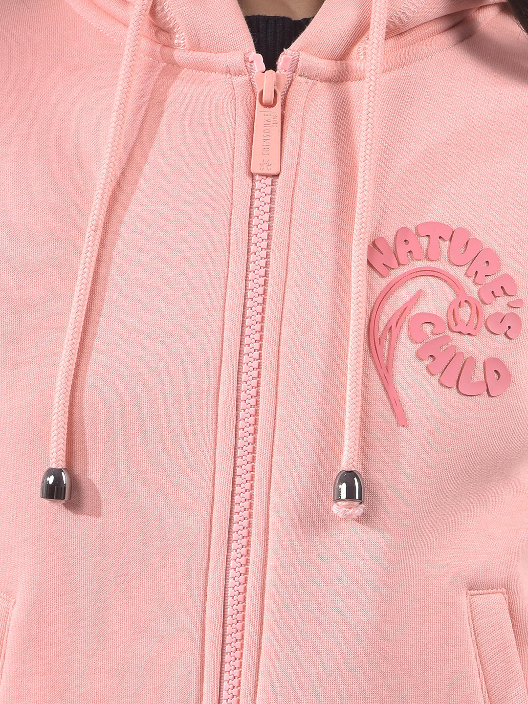 Pink Hooded Neck Knitted Sweatshirt