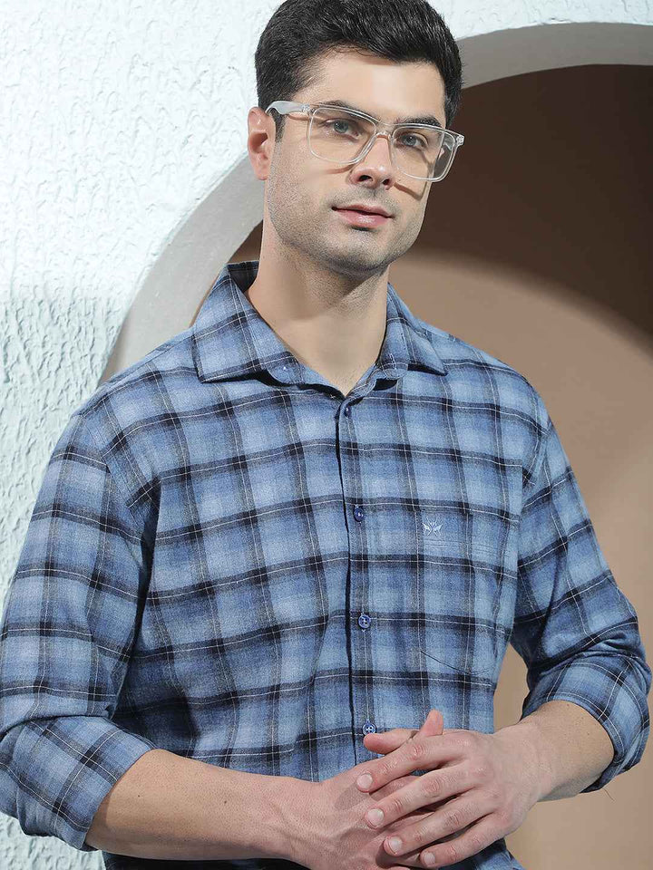 100% Cotton Blue Checked Shirt