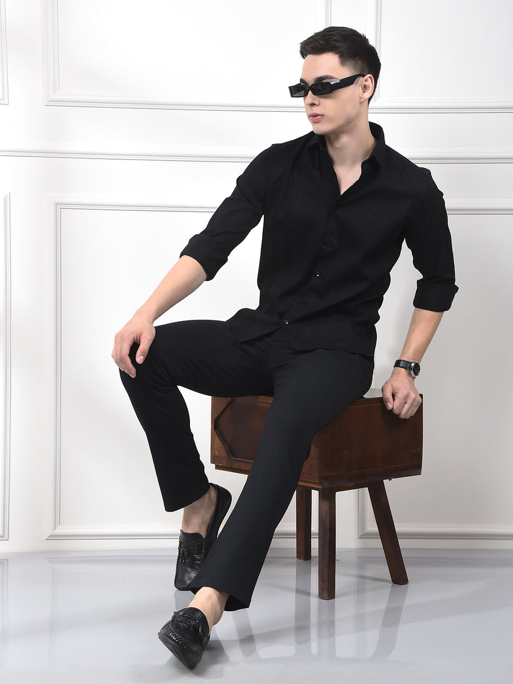 Black Vertical Stripes Shirt