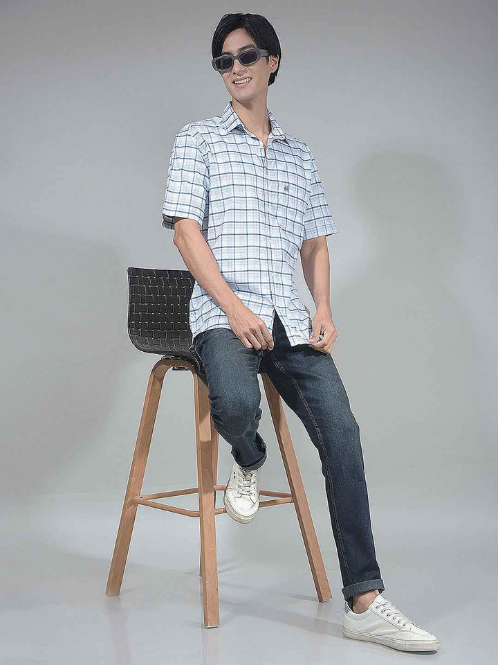 Blue Checked 100% Cotton Shirt