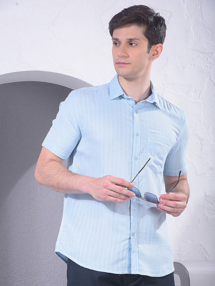 Blue Vertical Stripes Shirt