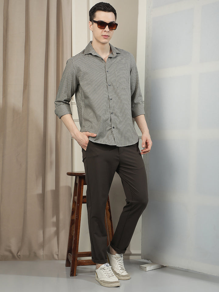 Olive Checked 100% Cotton Shirt