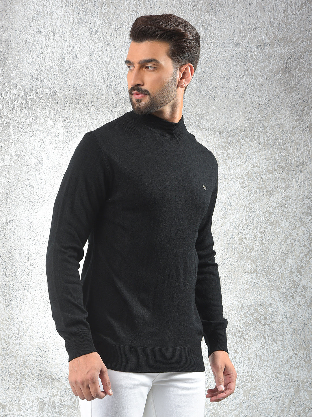 Black High-Neck Knitted Sweater