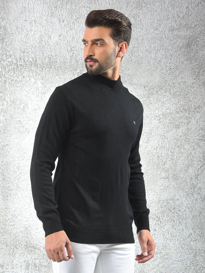 Black High-Neck Knitted Sweater